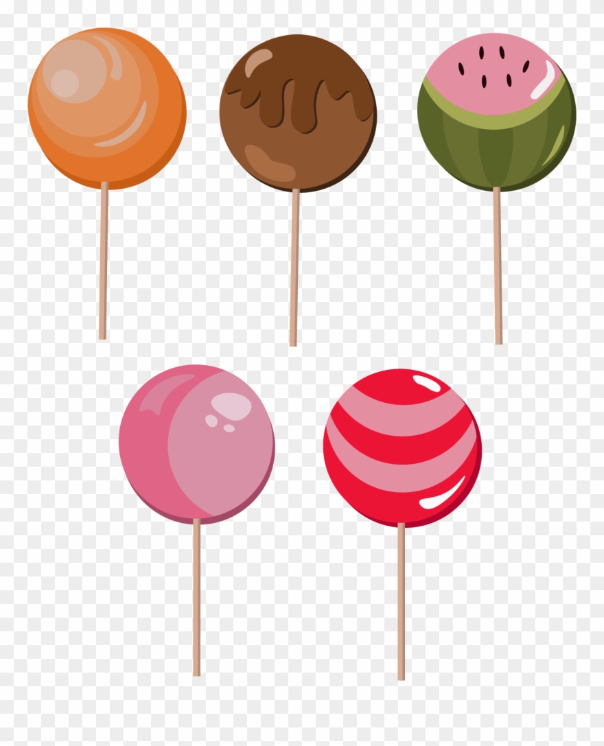 Candy Lollipops Apple Clip Art Vector Hand - Png Download