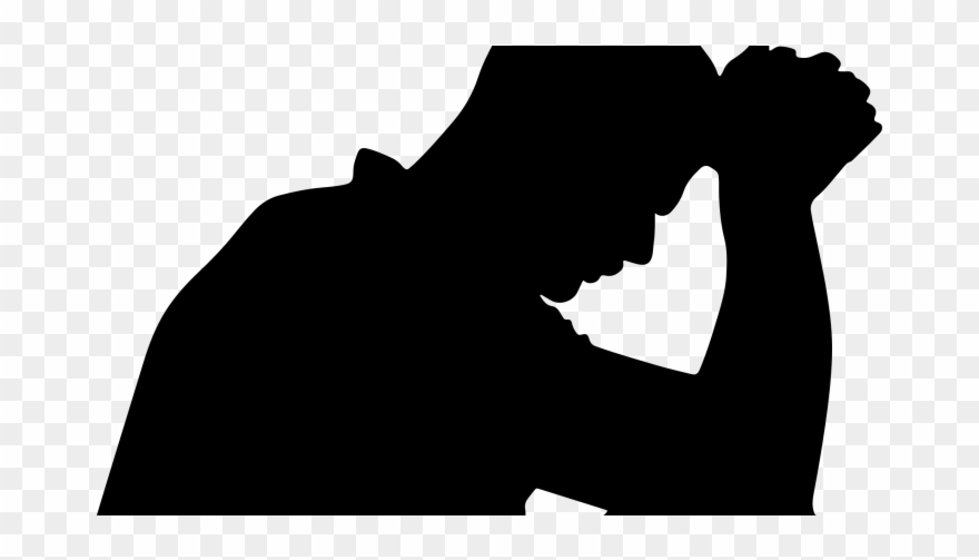 African American Man Praying Silhouette Clipart