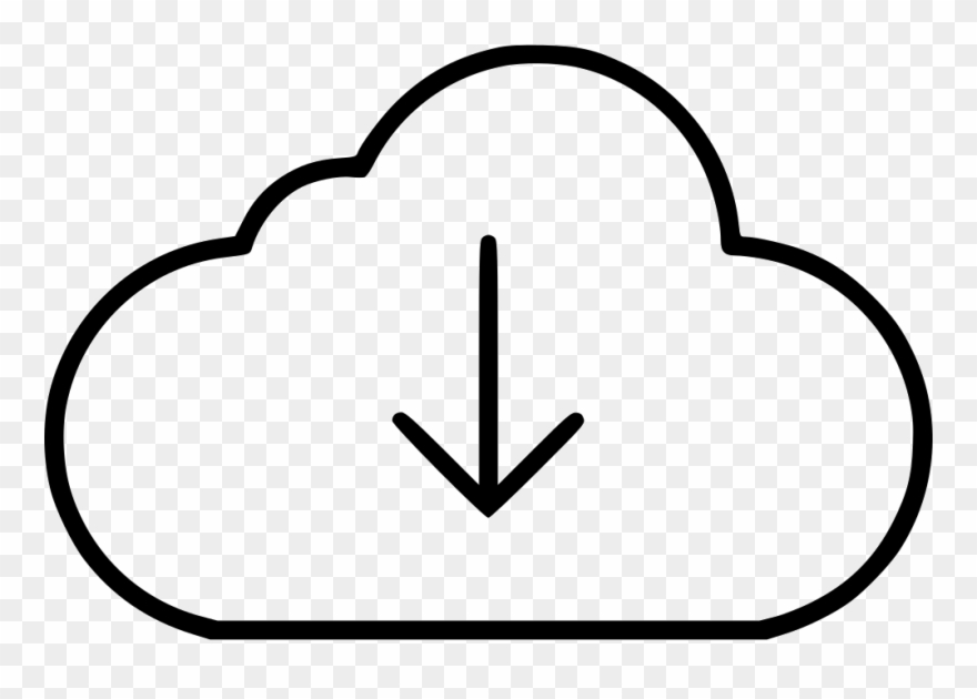 Cloud Clouds Cloudy Database Download Server Storage - Line Art Clipart