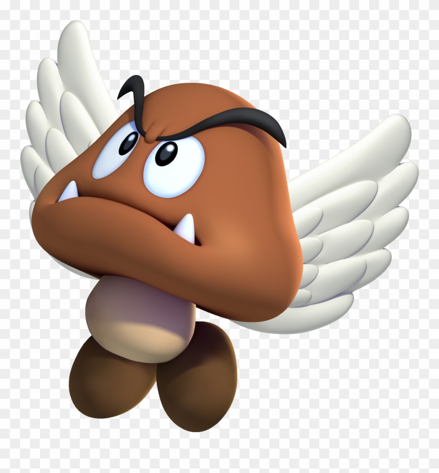 Paragoomba In Flight - Mushroom Head Mario Clipart