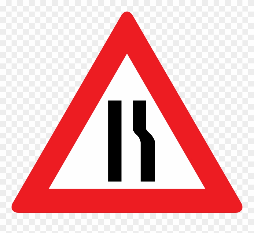 Yield Sign Png - Road Narrows On Both Sides Clipart