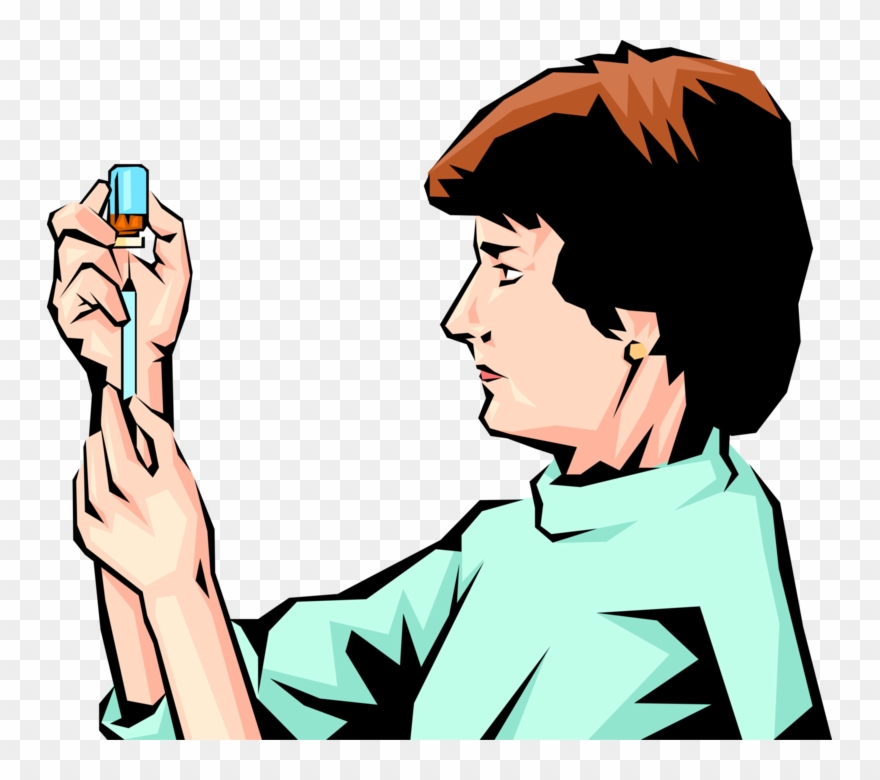 Vector Illustration Of Doctor With Hypodermic Needle Clipart