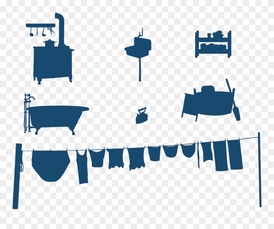 Victorian Household Blue - Clothes Line Clip Art - Png Download