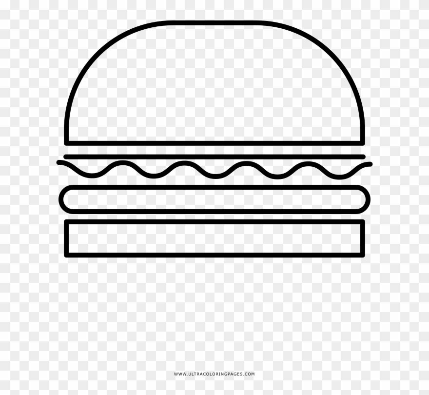 Hamburger Coloring Page - Line Art Clipart