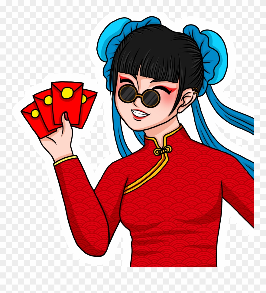 Festive Cartoon Sticker Girl Png And Psd - Cartoon Clipart