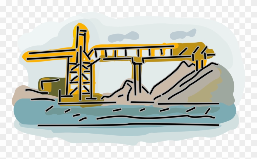 Vector Illustration Of Suspension Bridge Crosses Open Clipart