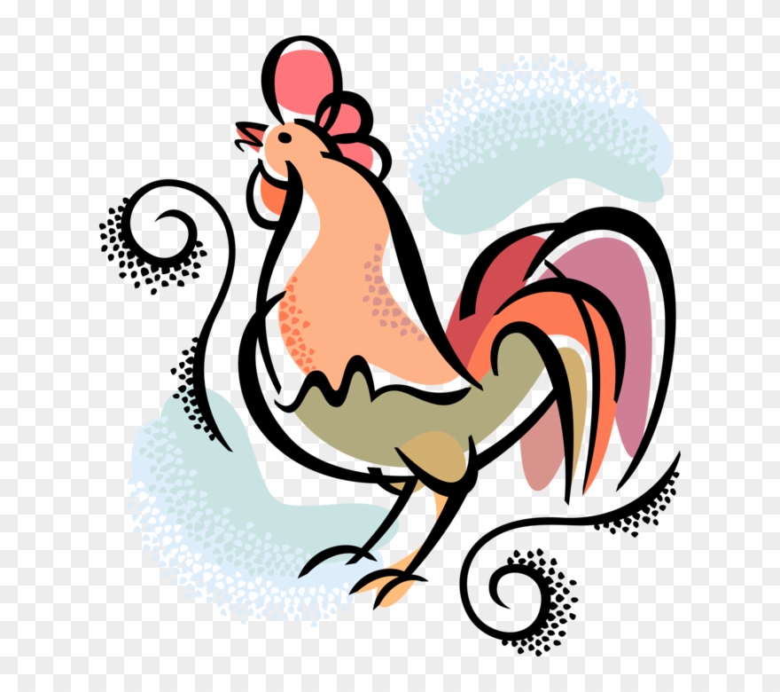 Vector Illustration Of Male Chicken Rooster Or Cockerel - 雞 年 圖案 Clipart