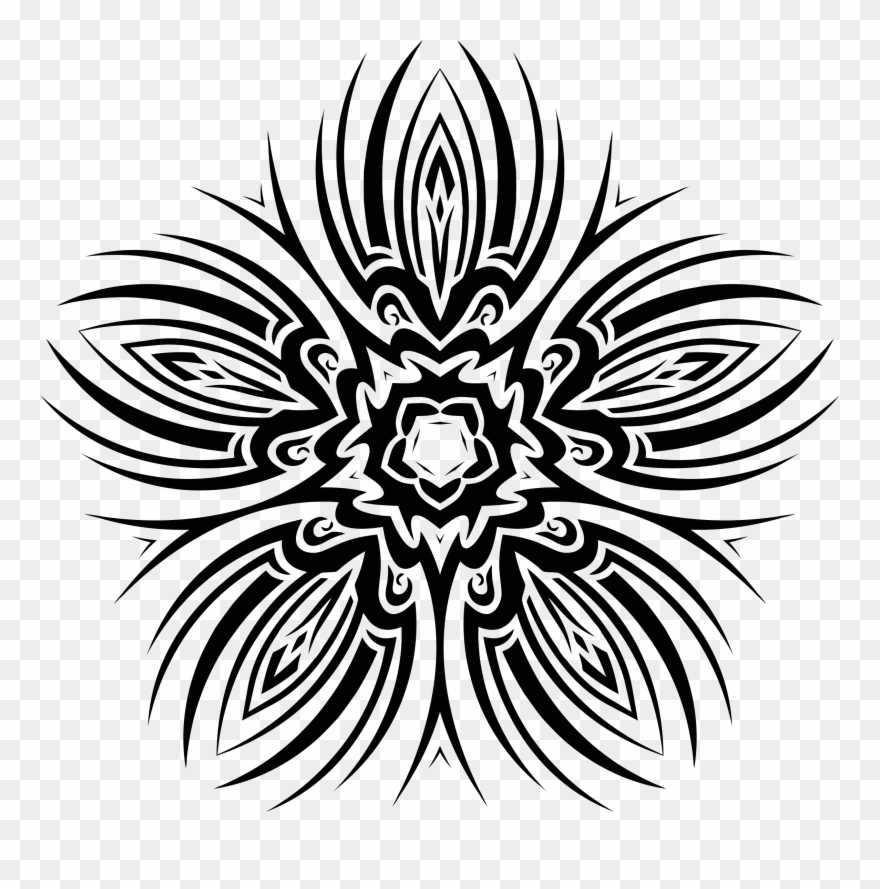 Tribal Flower - Clipart - Tribal Dragon - Png Download