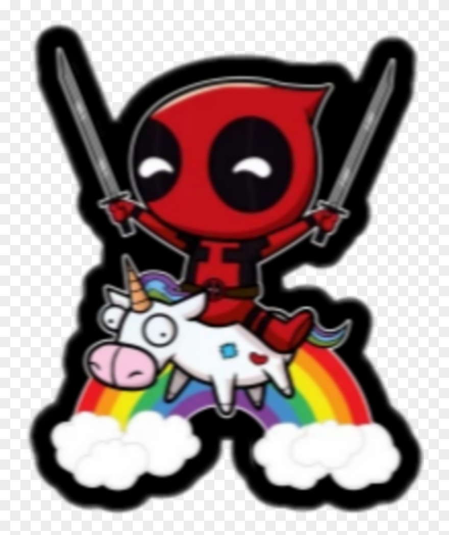 Deadpool Sticker - Deadpool On Unicorn Clipart