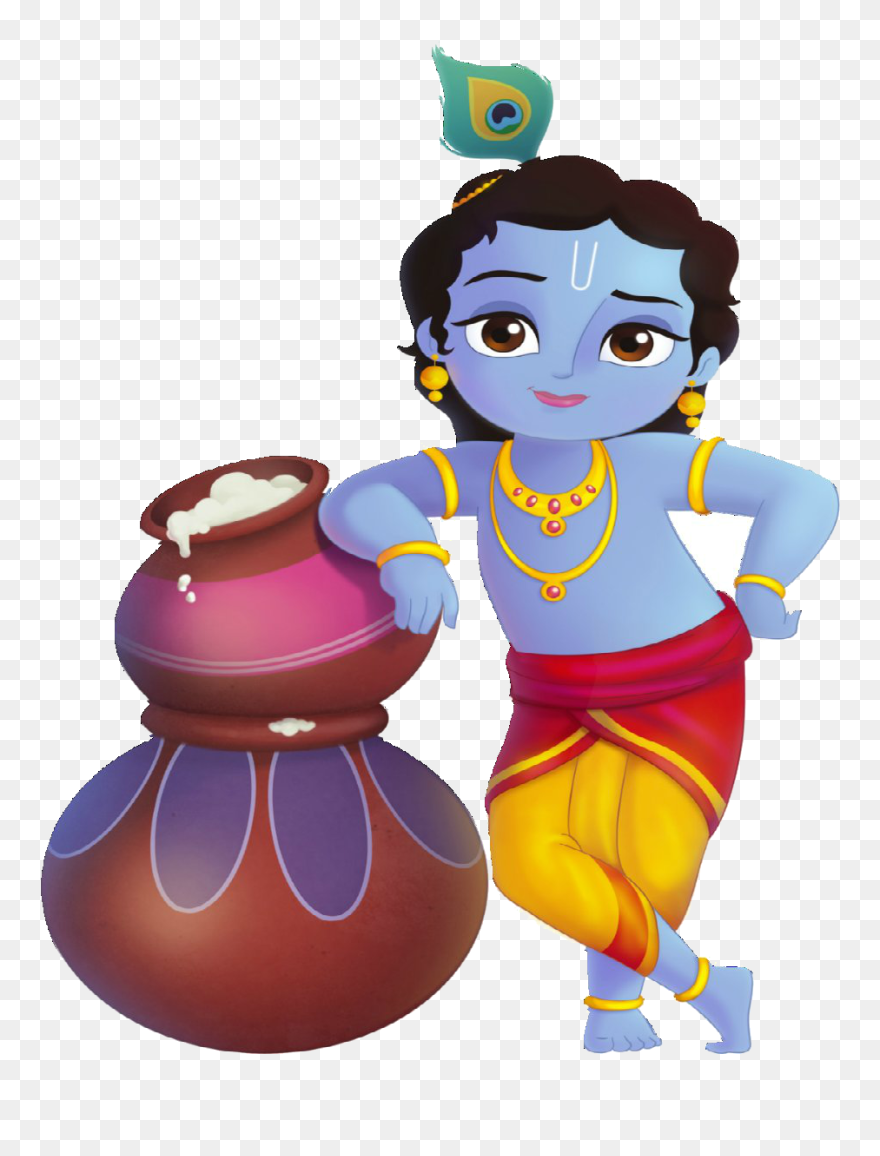 Lord Krishna Standing With Makhan - Little Krishna Clipart