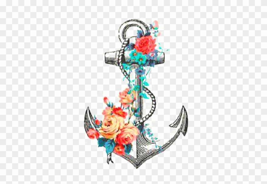 Tattoo Drawing Flower Anchor Rose Free Photo Png - Anchor And Flowers Watercolor Clipart