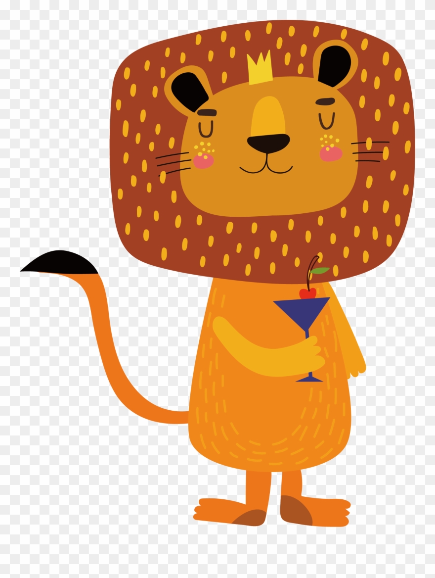 Lion And Forest Animals Illustration Yellow - Animals Starts With Letter L Clipart