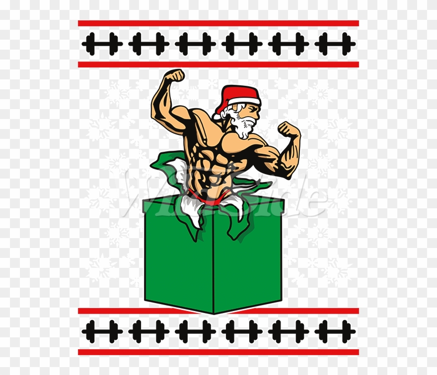 Buff Santa In Box - Cartoon Clipart