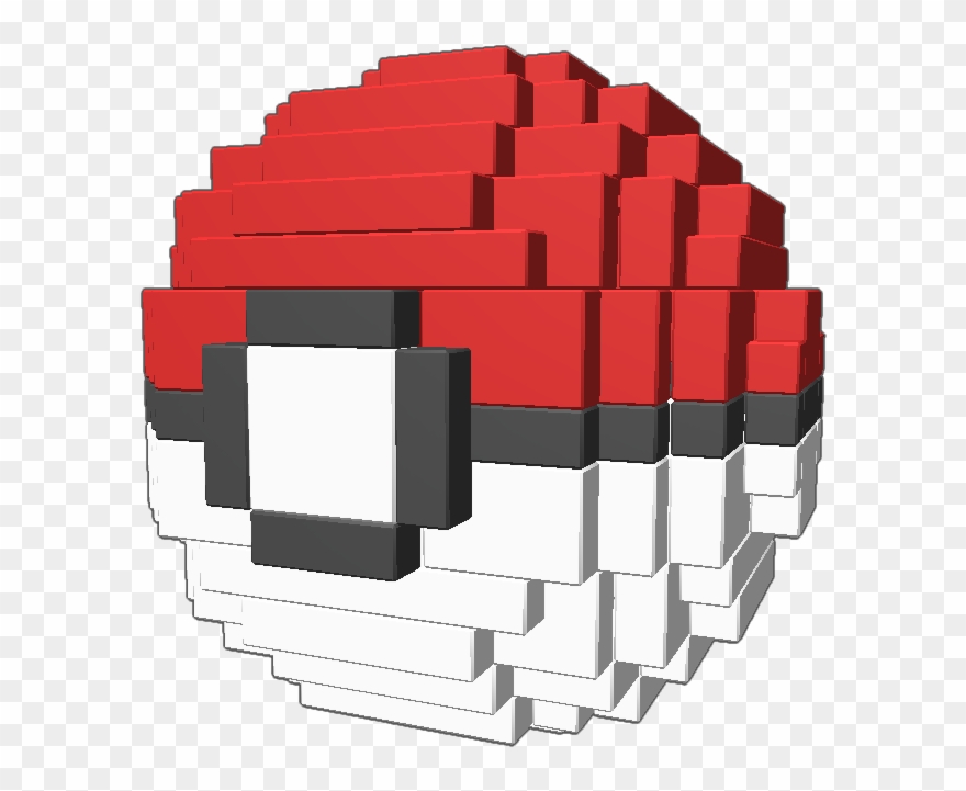 A 3d Pixel Art Pokeball From Pokemon - Pokeball Pixel Art Clipart