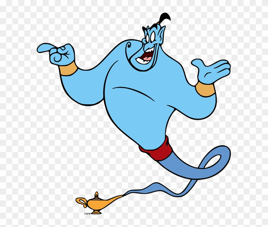 Back To Aladdin Clip Art Menu - Cartoon Genie In A Bottle - Png Download