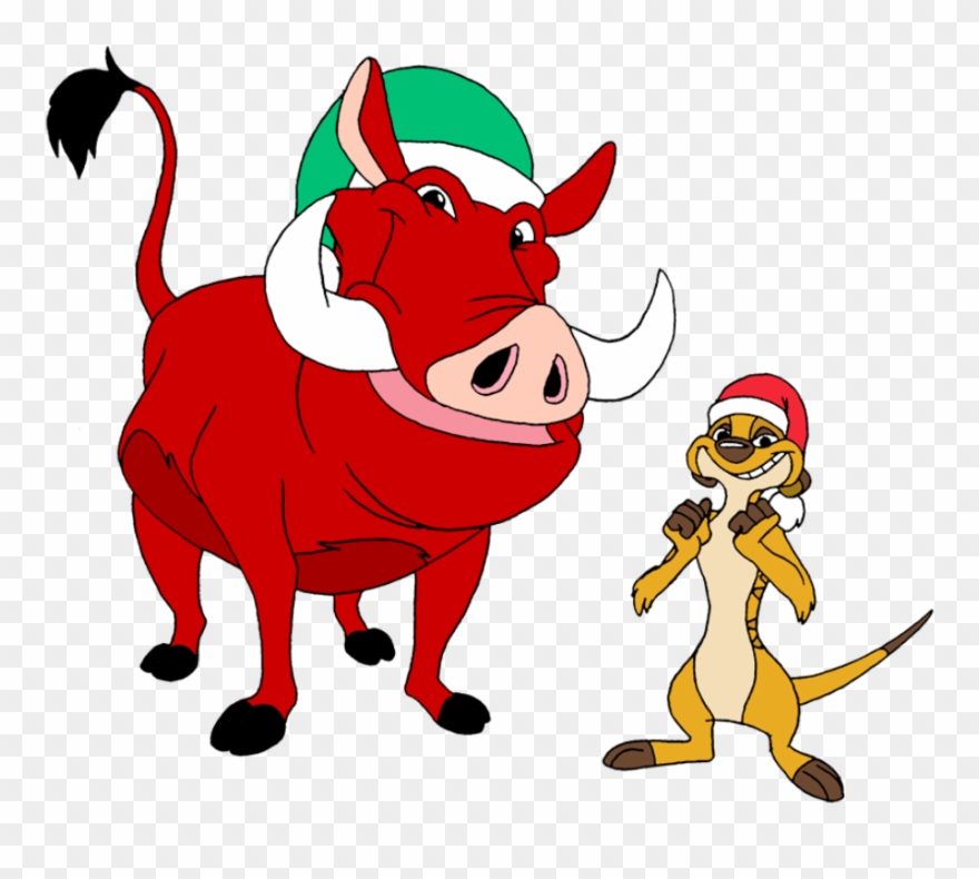 Timon And Pumbaa Celebrating Christmas - Merry Christmas Timon And Pumbaa Clipart