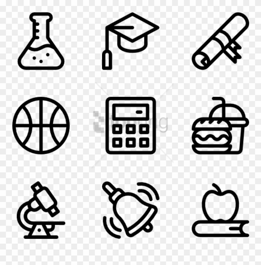 Free Png Back To School 40 Icons - Facebook Logo Line Art Clipart