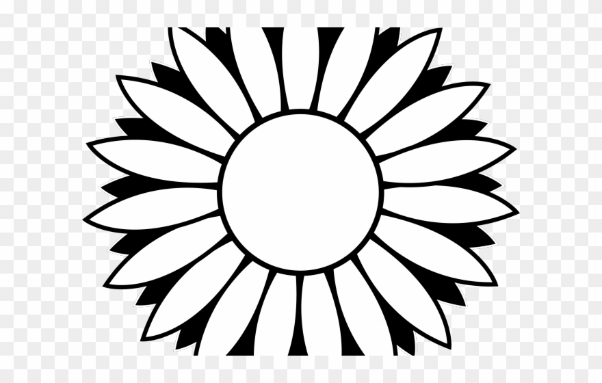 Daisy Clipart Books - Sunflower Clipart Black And White Png Transparent Png