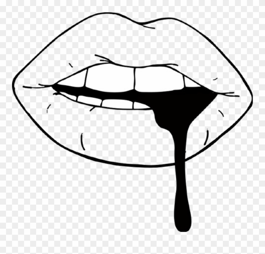 Lips Sticker - Transparent Black And White Lips Clipart