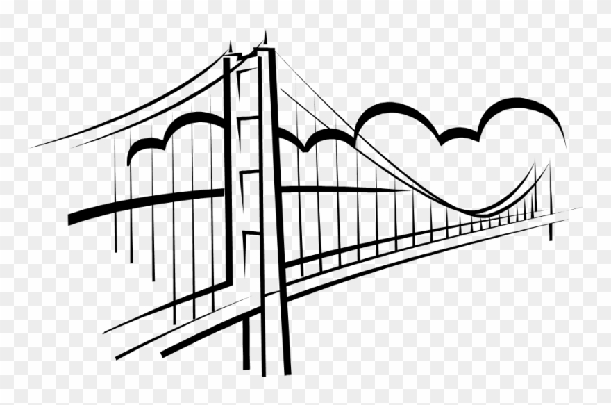Pin Broken Bridge Clip Art - Bridge Clipart Black And White - Png Download