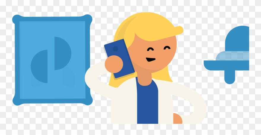Scientist Calling Someone On Her Insured Phone Clipart