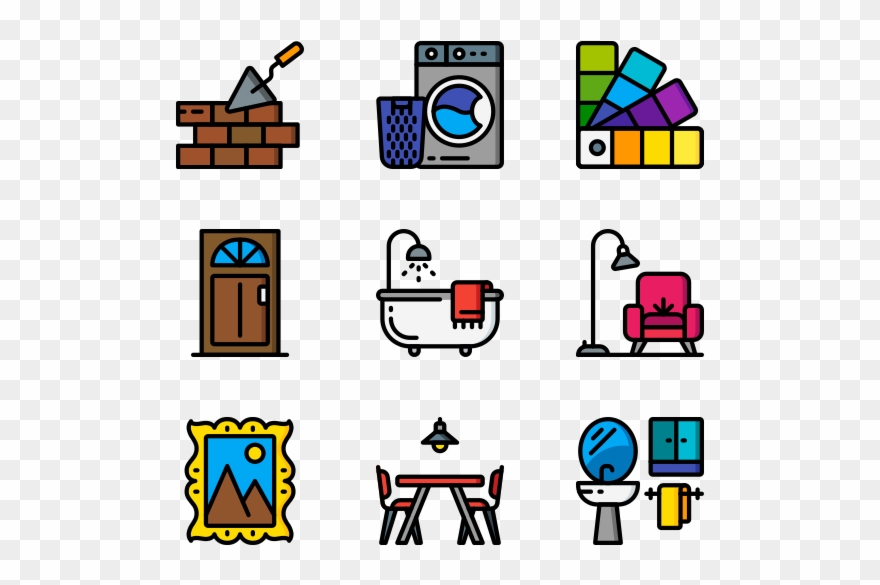 Interior Design - House Cleaning Icons Clipart