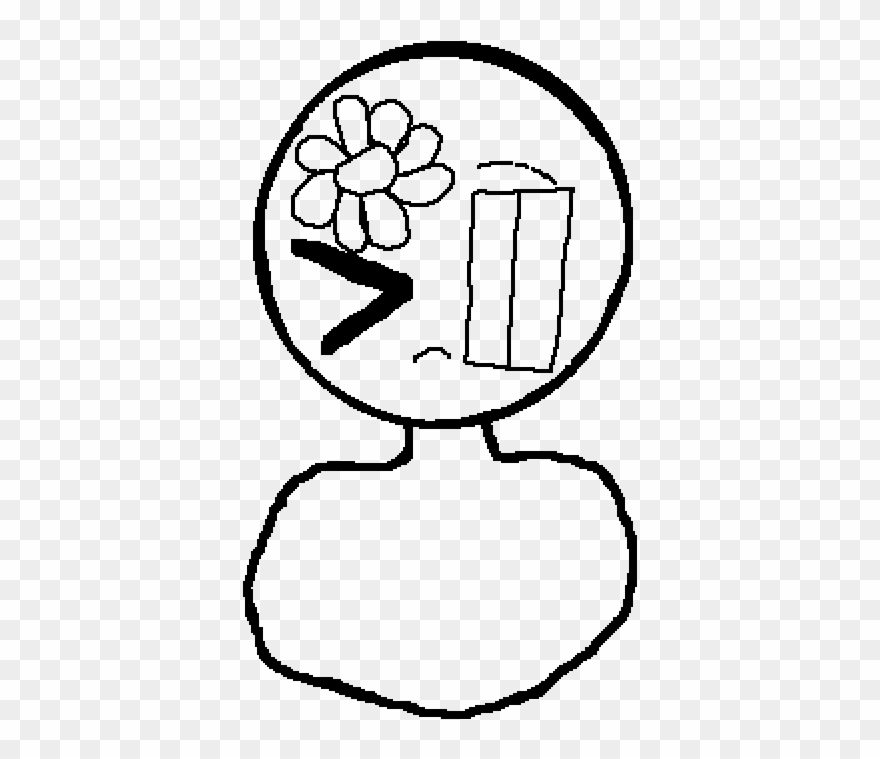 Flower Base Drawing W/ Eyes And Nose - Drawing Clipart