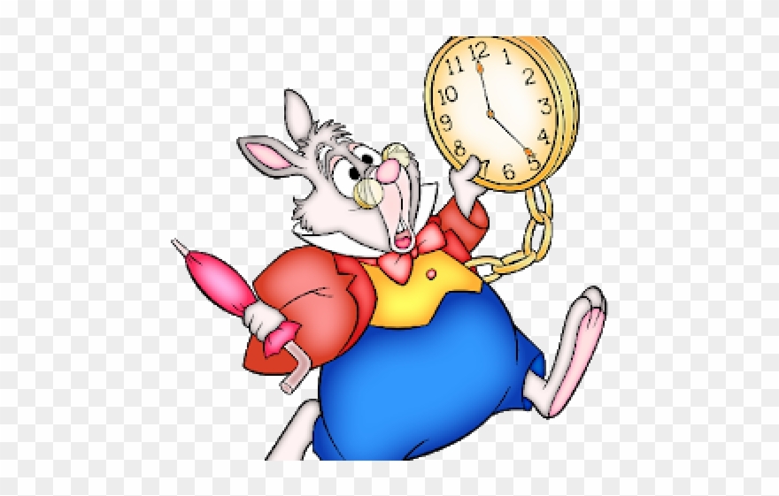 Clock Clipart Alice In Wonderland - Alice In Wonderland And Rabbit - Png Download