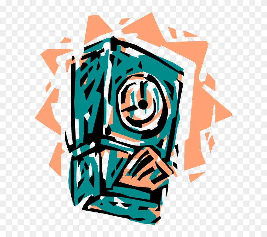 Vector Illustration Of Time Clock, Clock Card Machine - Time Clock Clipart