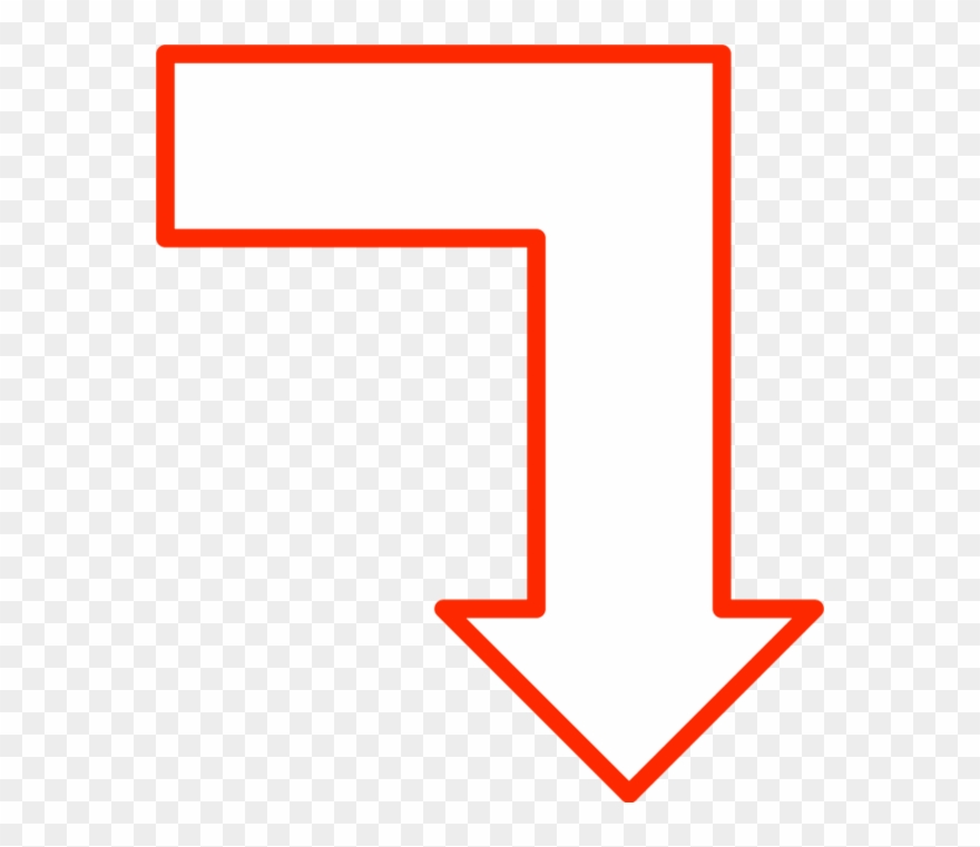 L Shape Arrow Pointing Down - Right Down Arrow Shape Clipart