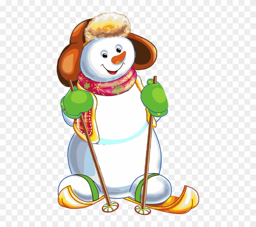 Skis Clipart Snowman Skiing - Bonhomme De Neige Ski - Png Download