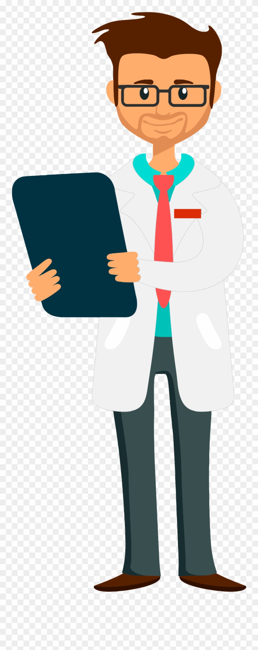 Clipart Doctor Holding Clipboard Fixed Arm And Whiter - Imagenes De Doctores Caricatura - Png Download
