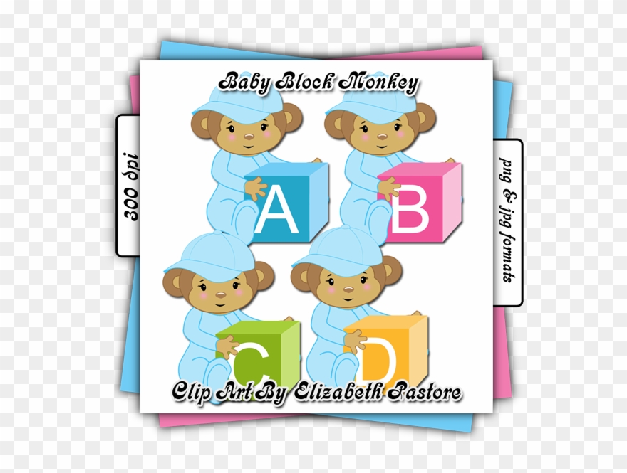 Cute Baby Monkey In Blue Clip Art Collection - Clip Art - Png Download