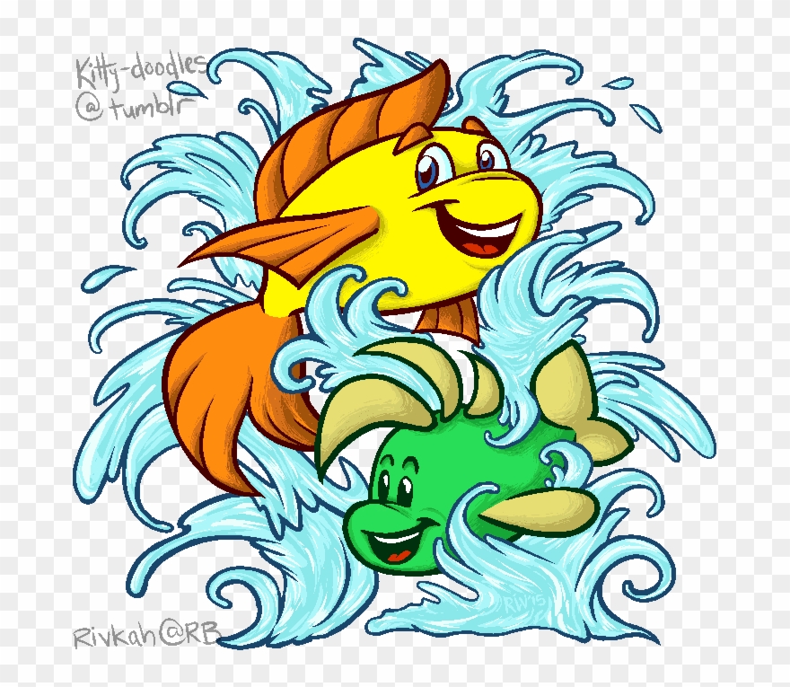 Freddi Fish & Luther - Koi Clipart