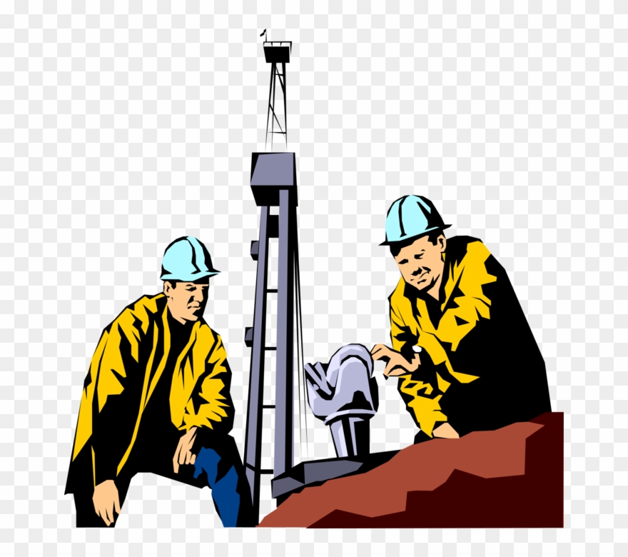 Image Library Download Workers With Drill Bit And Derrick - Oil Rig Worker Clipart - Png Download