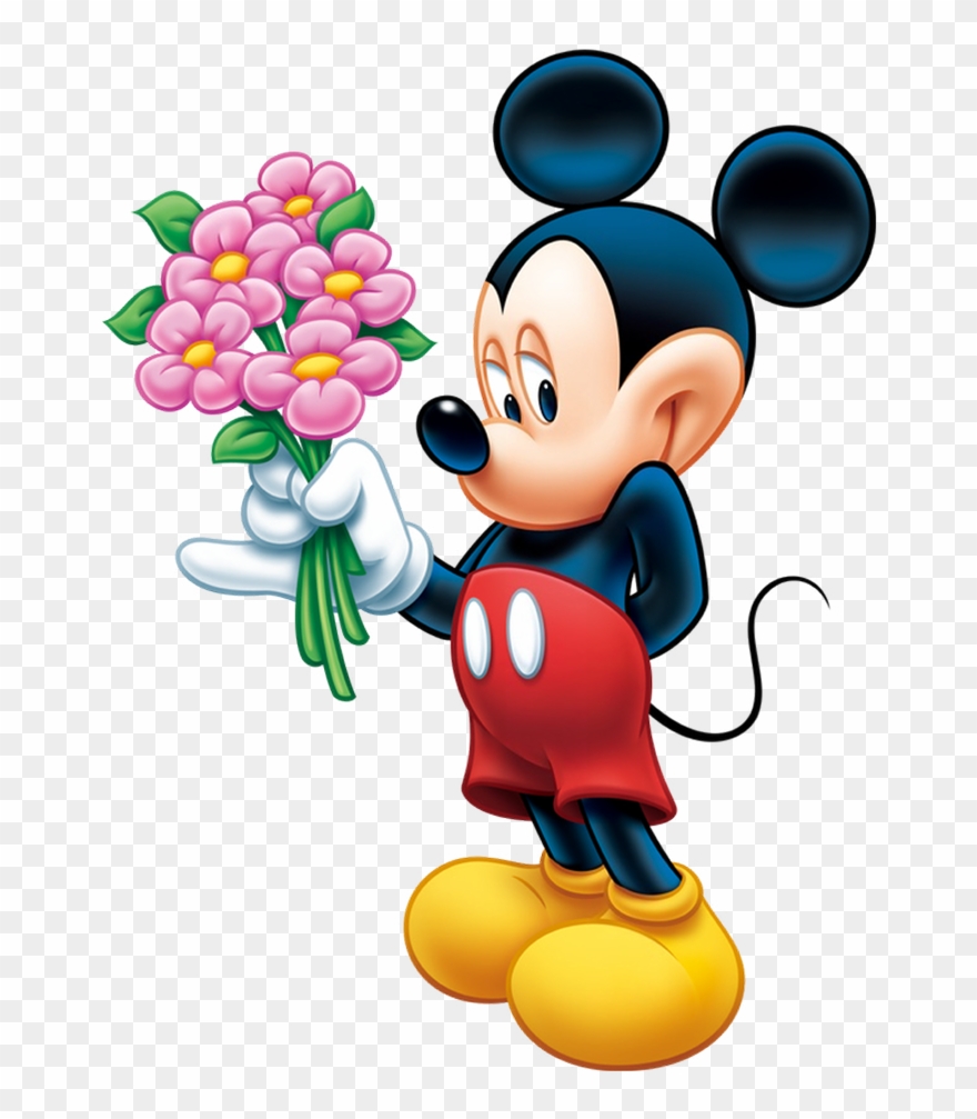 Mickey Mouse With Flowers Clipart