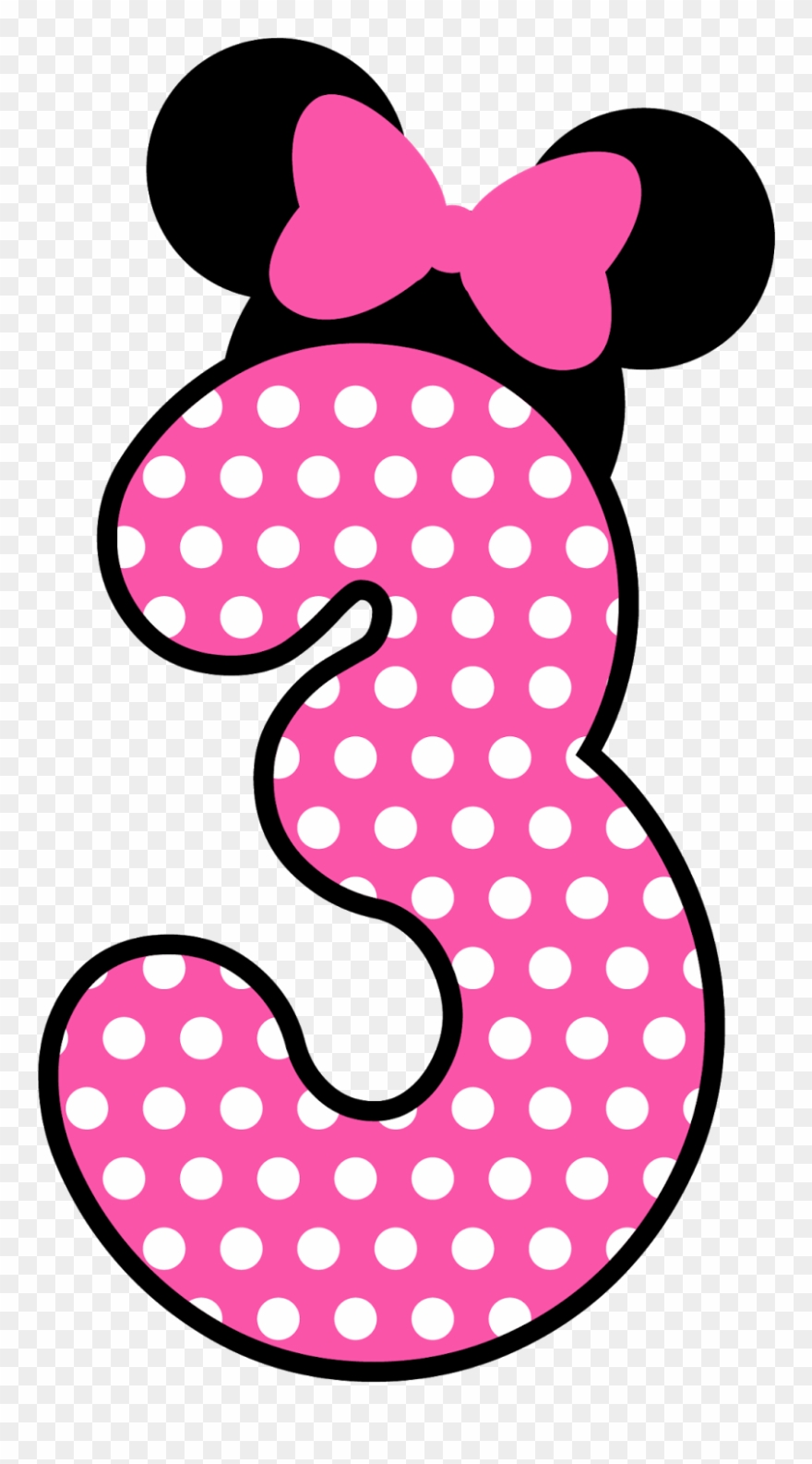 Apenas Coizinhas Que Eu Fiz Alfabeto Minnie Rosa Free - Minnie Mouse Number 3 Clipart