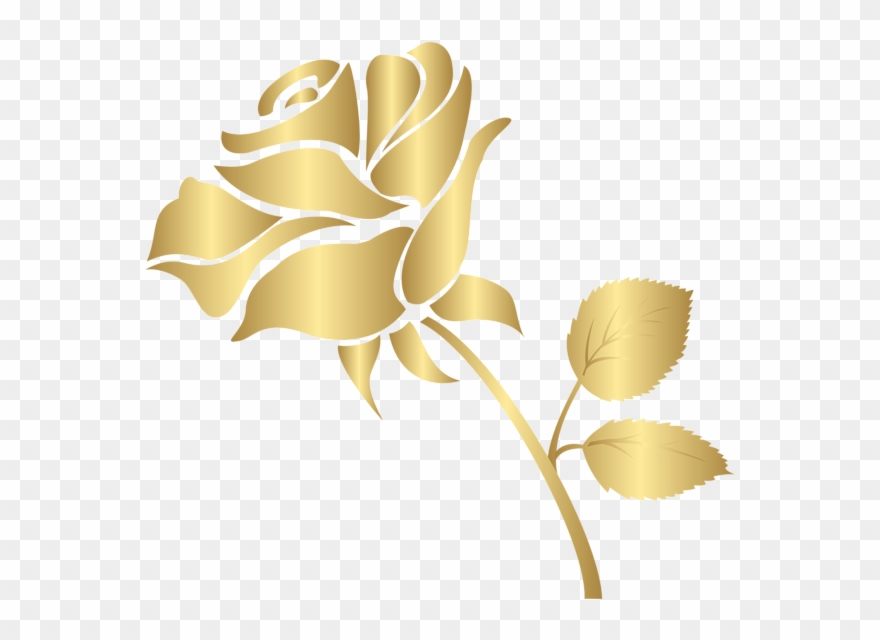 Decorative Gold Rose Png Clip Art Image - Gold Rose Clip Art Transparent Png