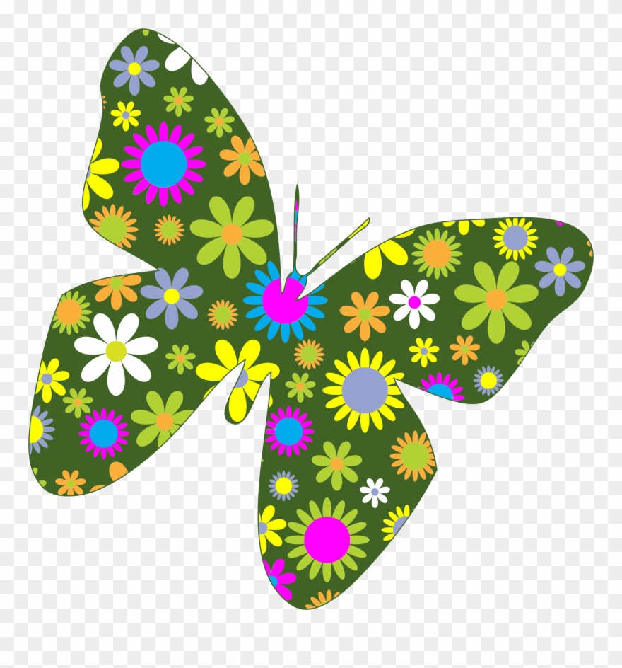 Butterfly Flower Drawing Download - Kelebekler Ve Çiçekler Çizim Clipart
