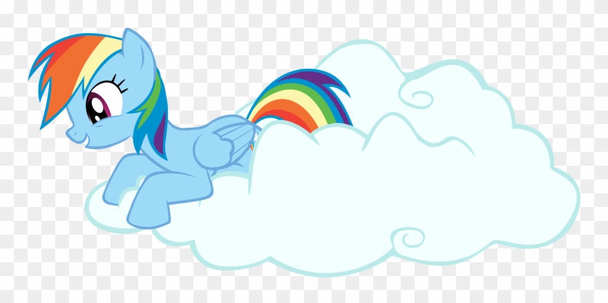 Clouds, My Little Pony, Ponies, Rainbow Dash, My Little - Mlp Rainbow Dash On A Cloud Clipart