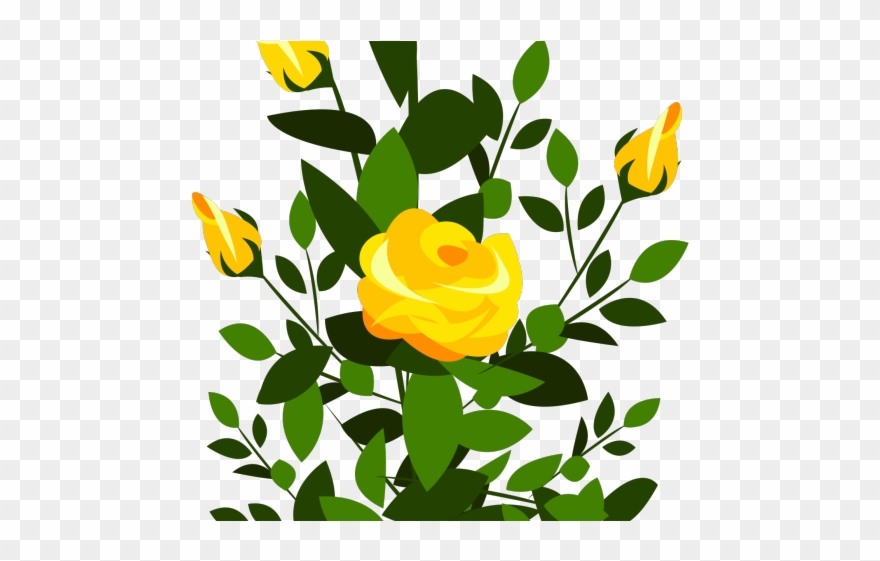 Yellow Rose Clipart Cute - Rose Bush Clipart - Png Download