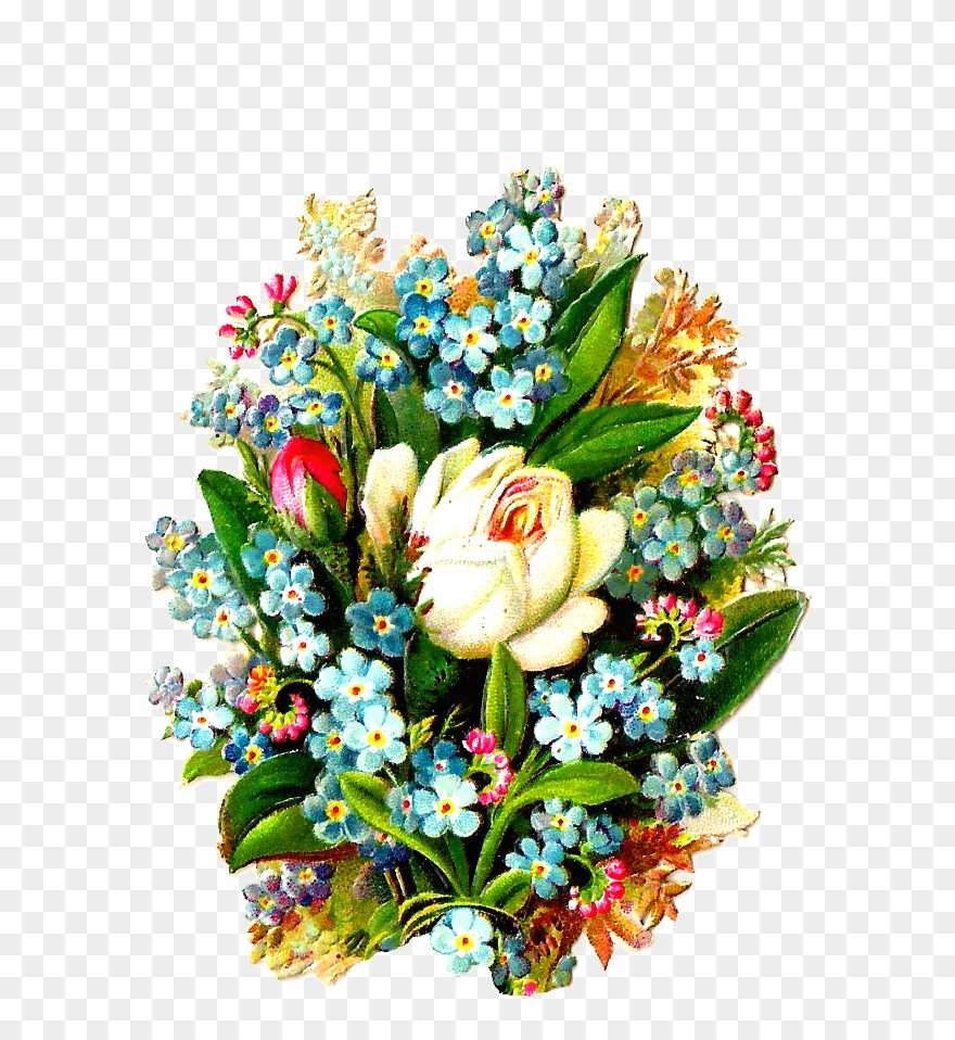 White Rose Clipart Vintage Rose - Bouquet Of Flowers Graphic - Png Download