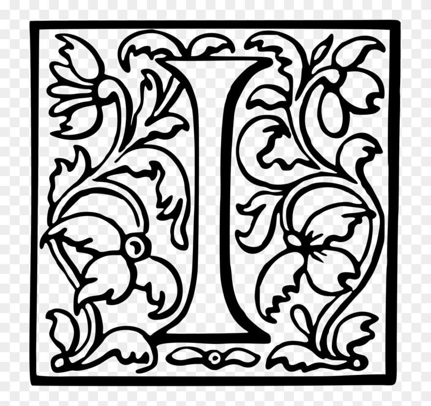 Typography Computer Icons Monochrome Initial Engraving - Floral Design Clipart