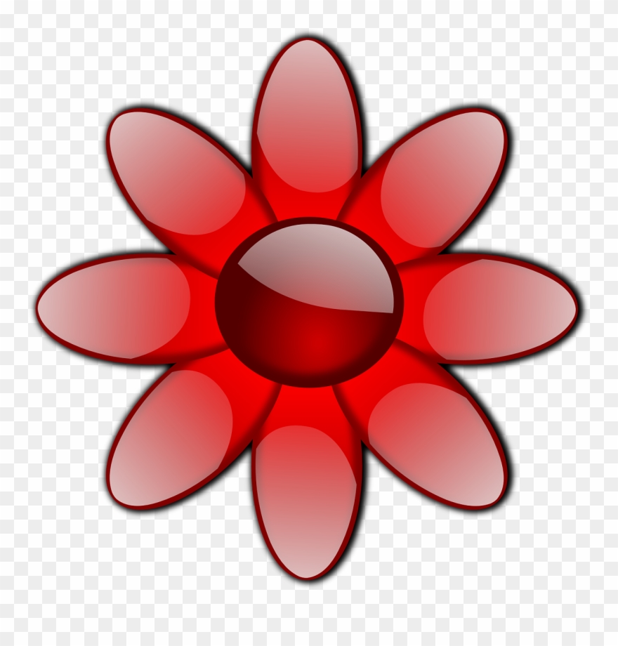 Flower Red Glass Glossy Glow Transparent Image - Red Vector Flower Png Transparent Clipart