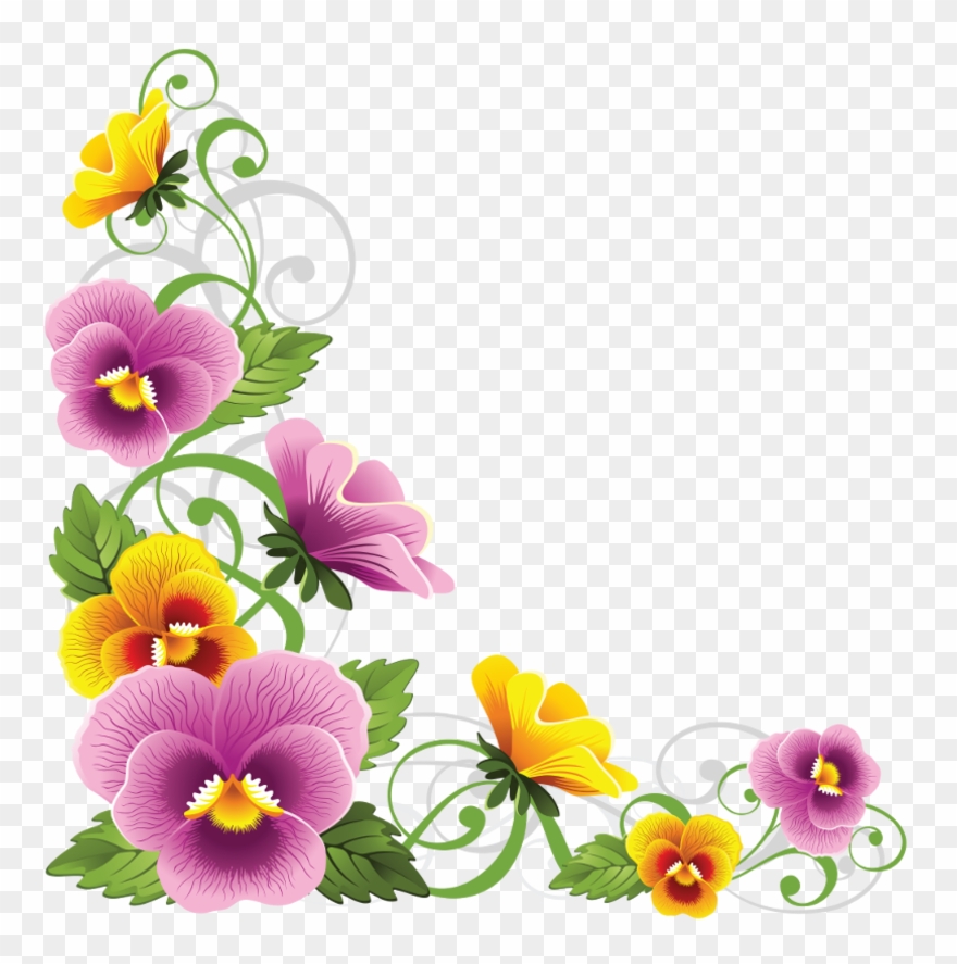 Corner Border, Decoupage, Flower Art, Beautiful Flowers, - Flower Corner Border Png Clipart