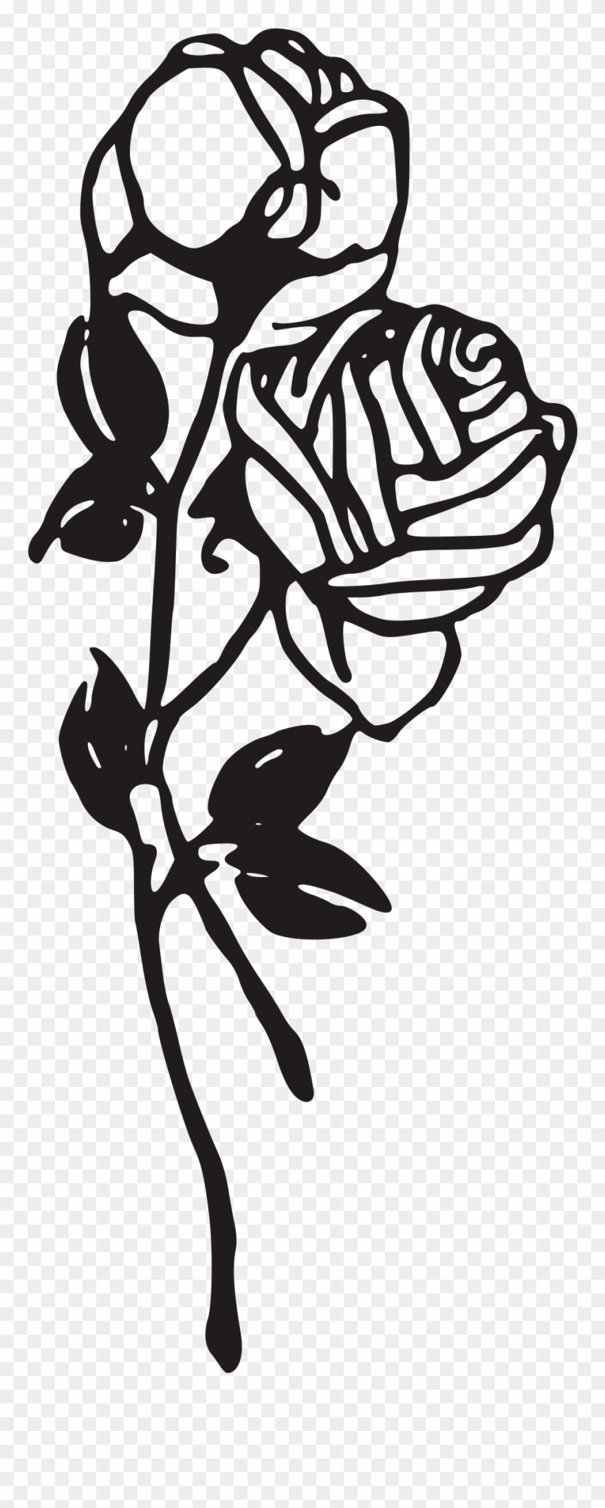 Two Roses Big Image - Black And White Rose Tattoo Png Clipart