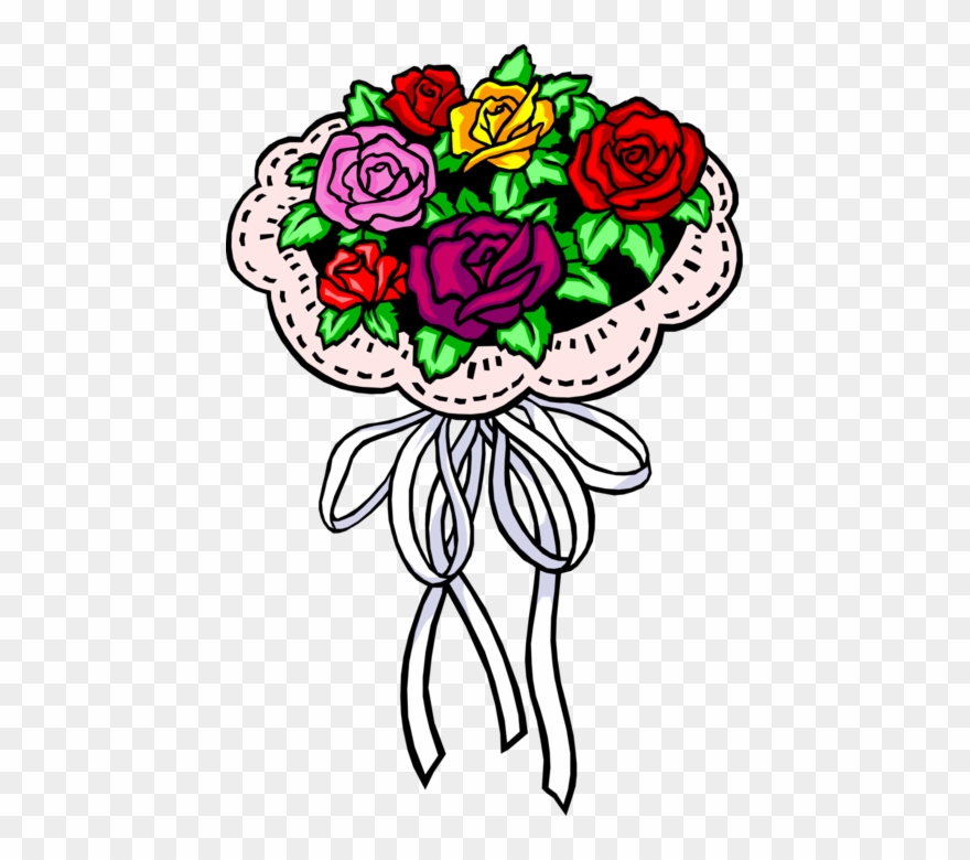 Bouquet Vector Rose Illustration Vector Freeuse Download - Bridal Bouquets Clip Art - Png Download