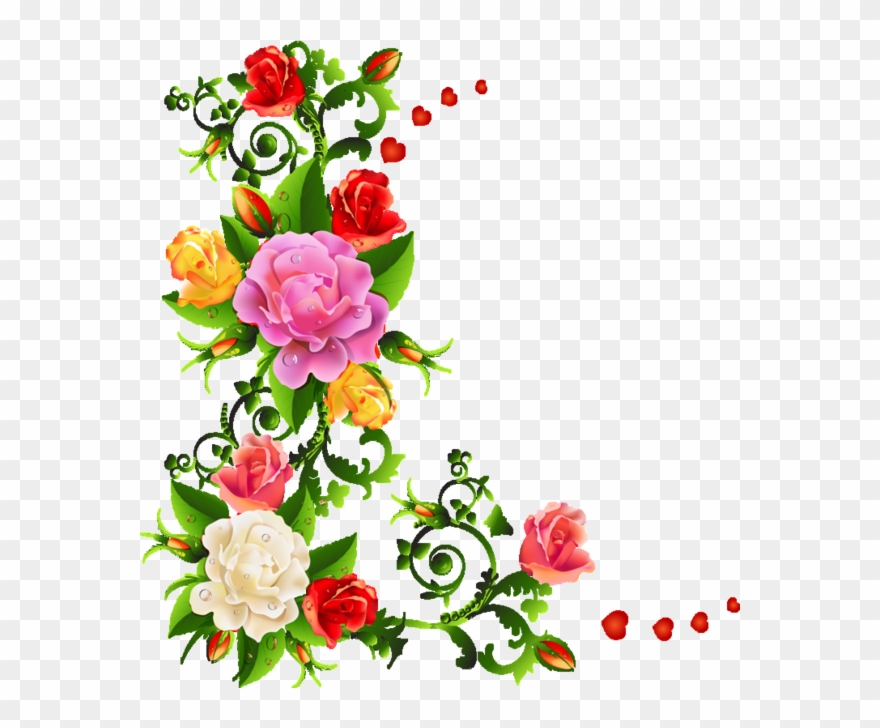 Corners, Corners, Edges - Colorful Flower Border Design Clipart