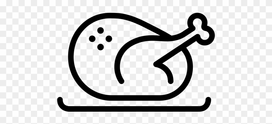 Roast Chicken Rubber Stamp - Line Art Clipart