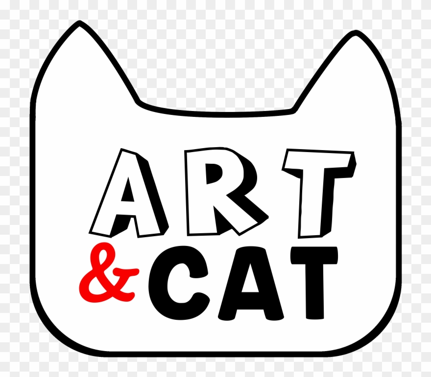 Art And Cat - Line Art Clipart
